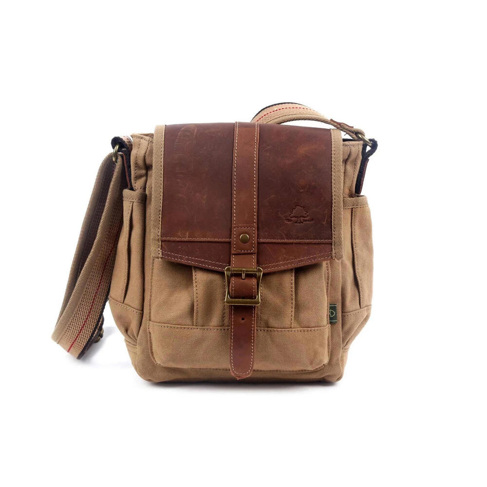 Turtle Ridge Camel Tan TSD Brand Canvas with Brown Leather Crossbody Bag